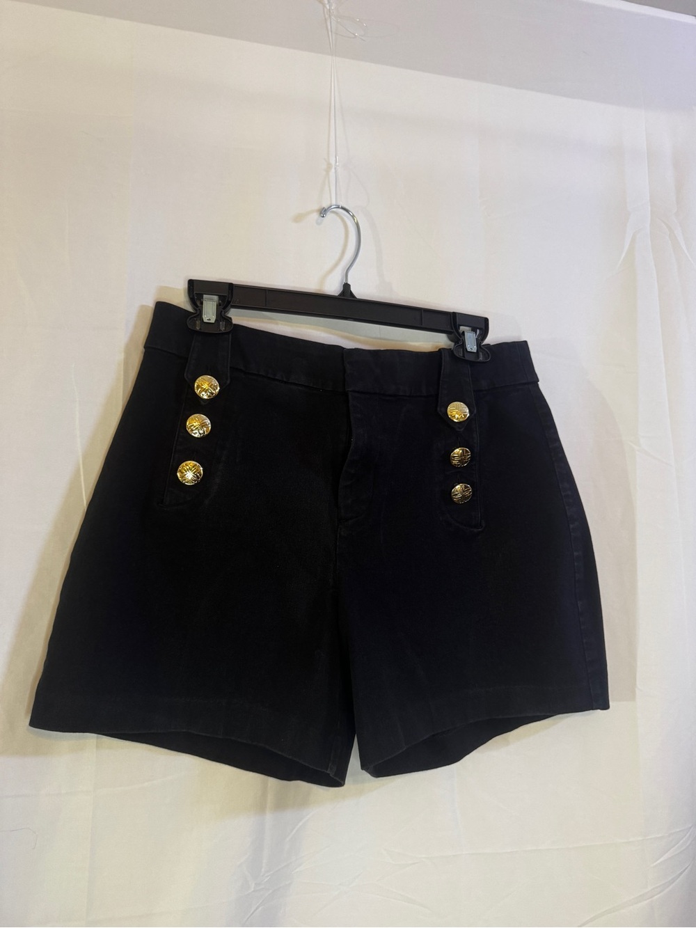 Lilly Pulitzer Black High-Rise Shorts with Gold Buttons